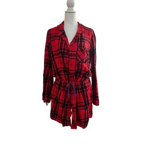 VICTORIA SECRET PLAID DRAWSTRING WAIST NIGHTGOWN SIZE LARGE